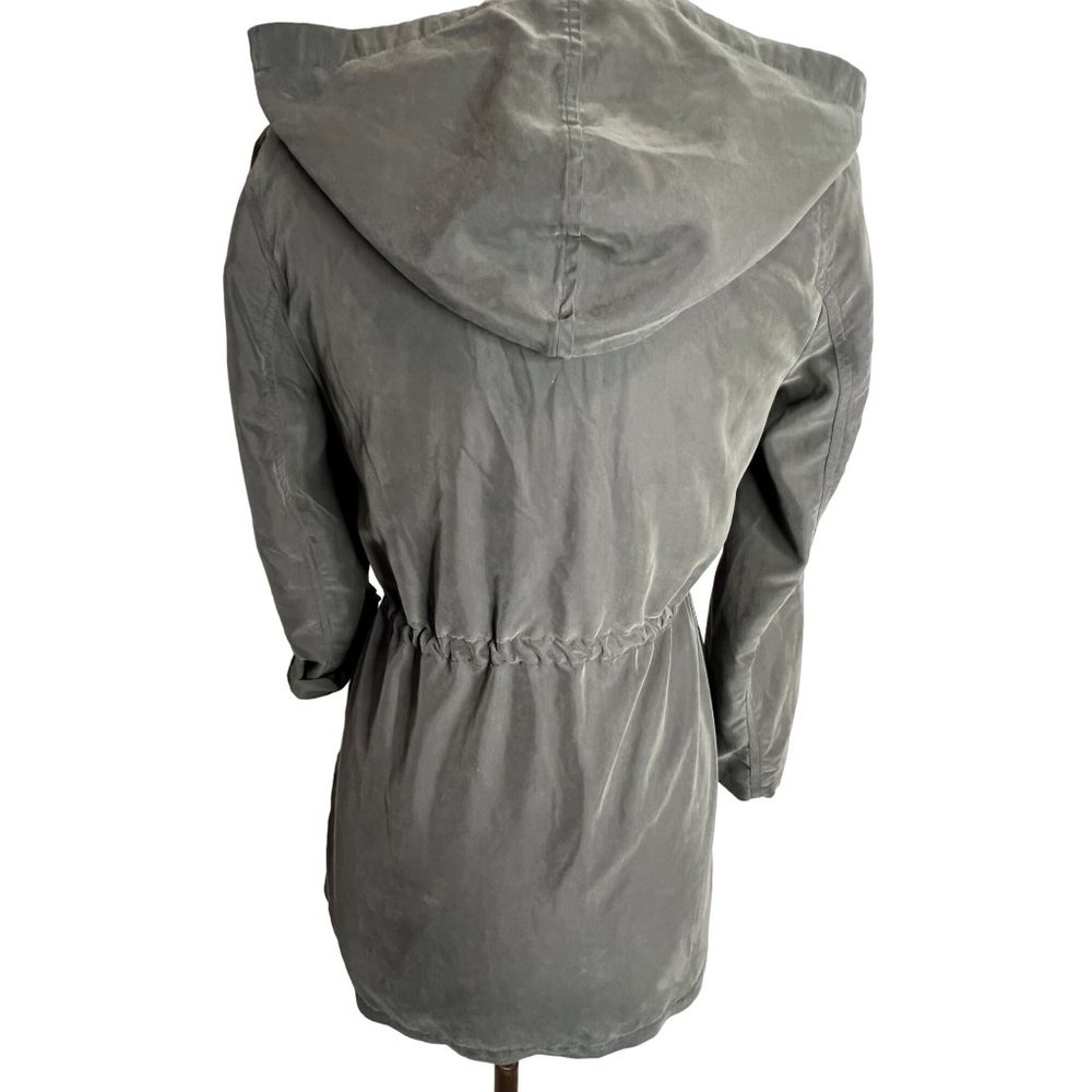 Divided by H&M women’s size 2 lightweight jacket hooded side, zipper army green - Picture 6 of 13